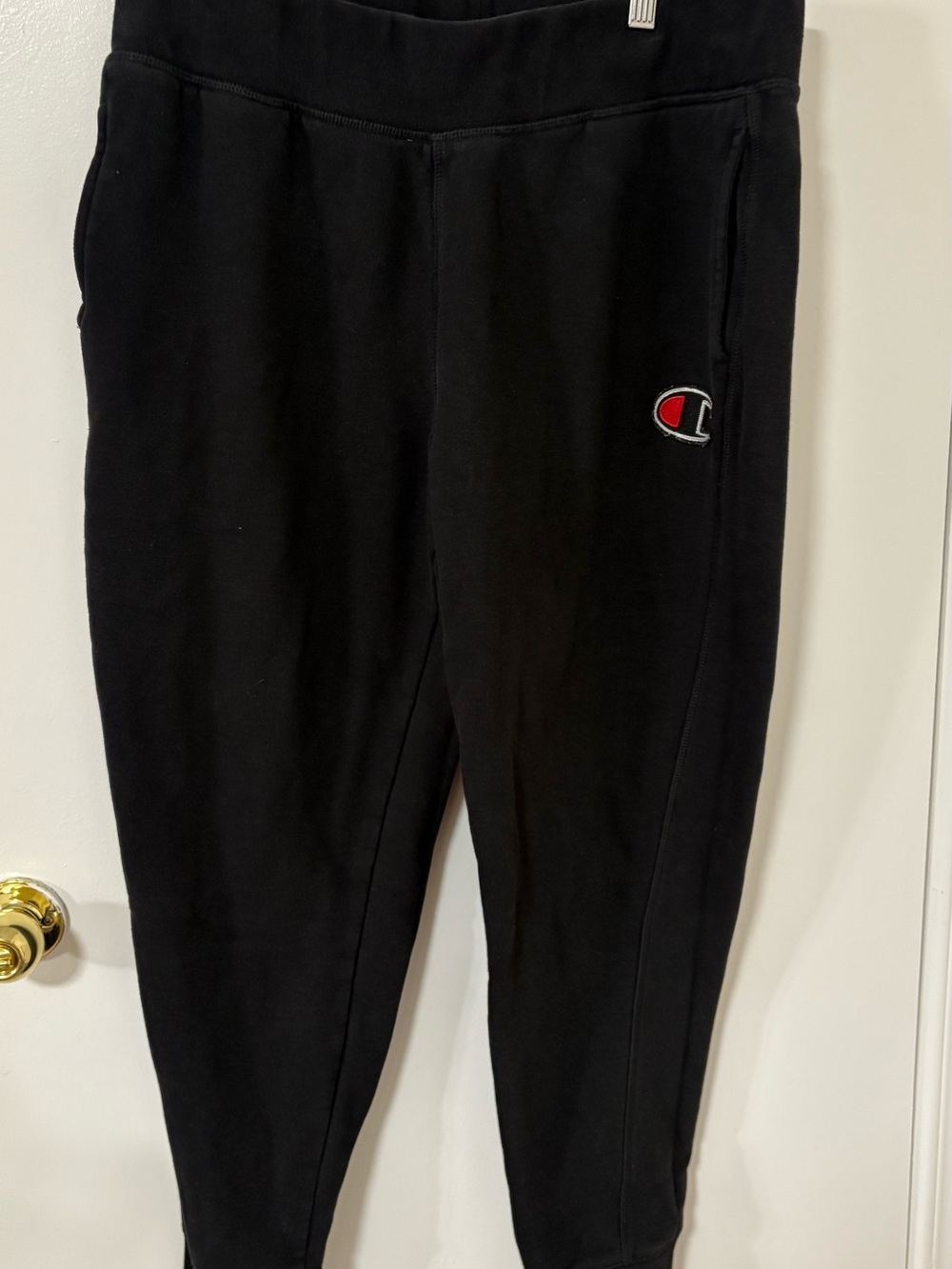 Champion Black Jogger Sweatpants with Red Logo